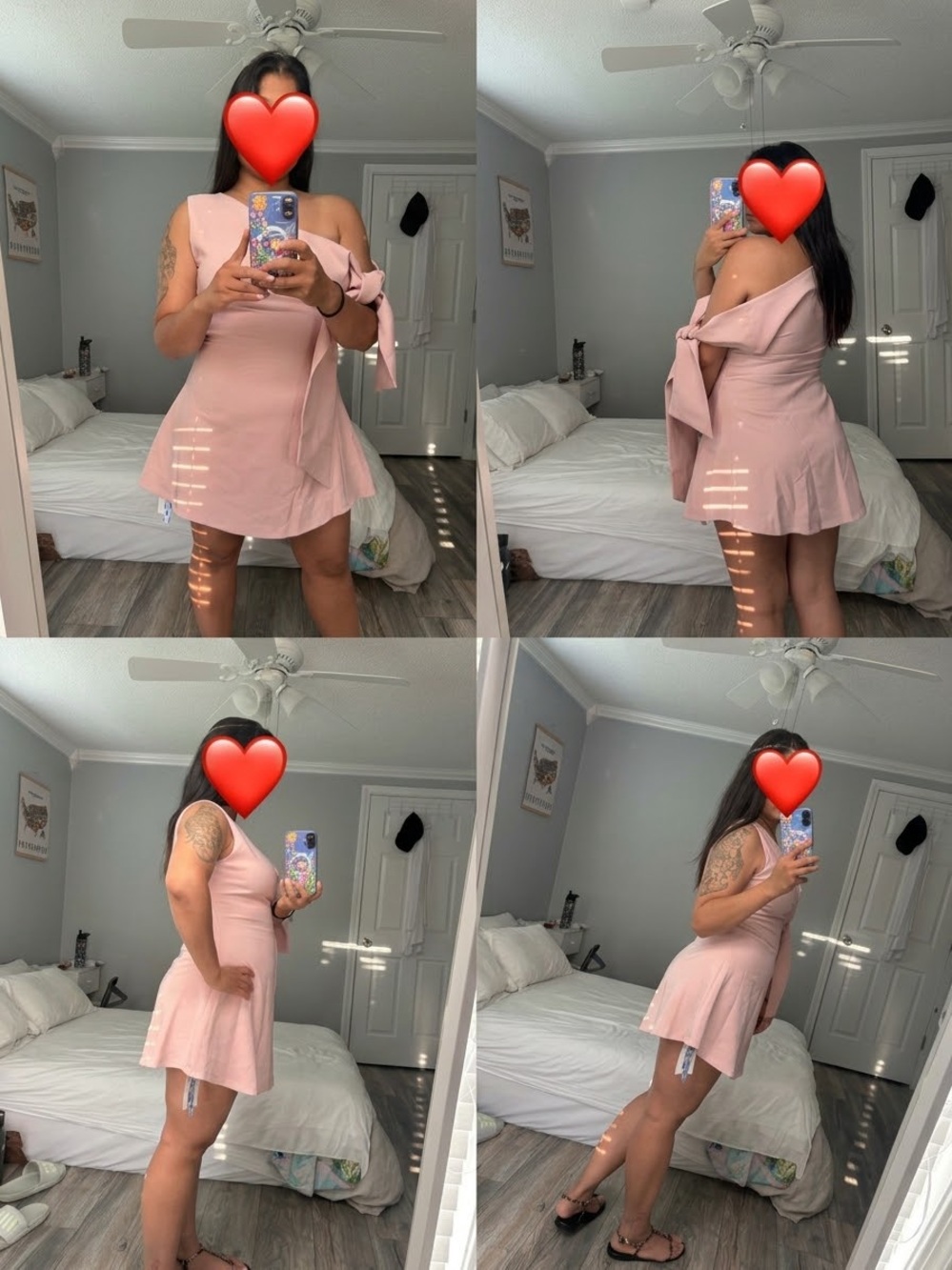 Cider One-Shoulder Bow Mini Dress in Soft Pink